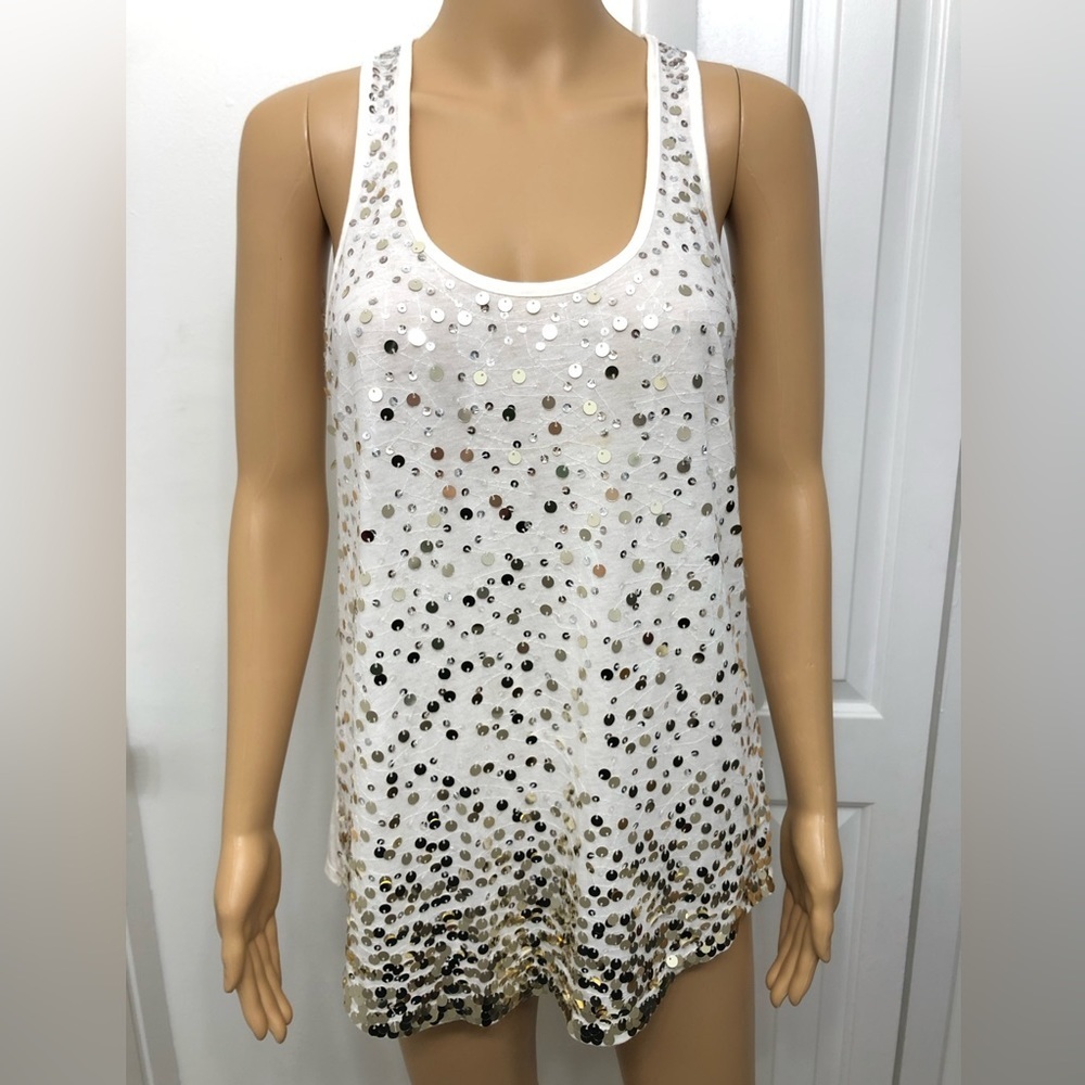 Express White Sequin Racerback Camisole